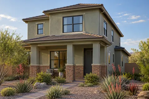 Illustrative Arizona sage brick family two story; not a specific community or available property. Not a depiction of Rancho Mirage Reserve Series or an available home.