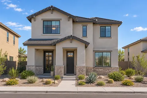 Illustrative Arizona two story straight elevation. Not a depiction of this community or an available home.