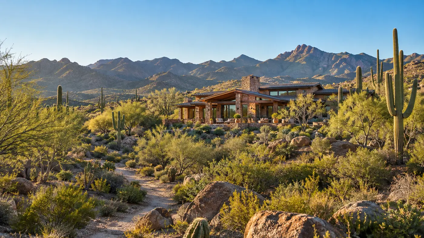 new-river-photographic-acreage-v1 Desert acreage home and native landscape near rugged foothills