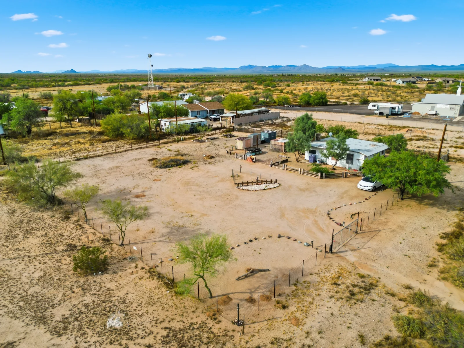 Aerial view of the active 32848 N Center Street property in Wittmann, Arizona